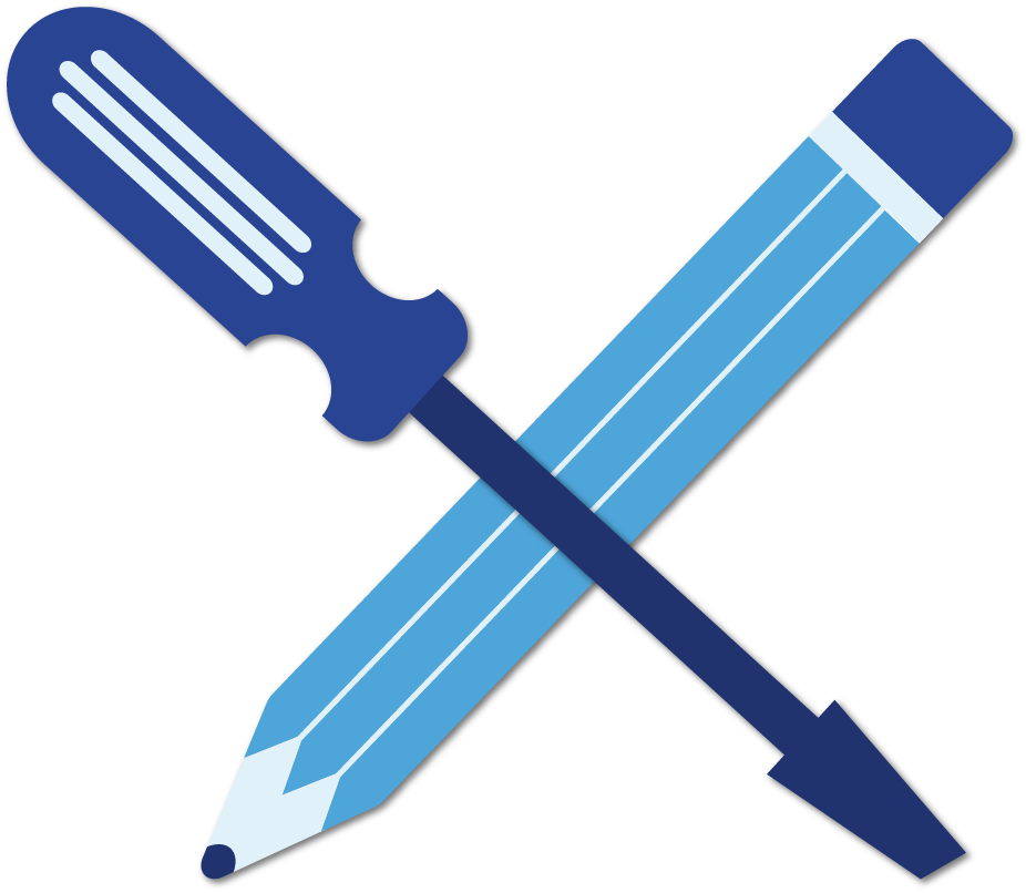 Ikona obrtnika odvijač i olovka u obliku slova X
